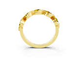Yellow gold Round Yellow Sapphire Wave Band with Channel Setting and Shared Prongs_9