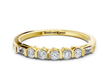 Yellow gold Round and Baguette Diamond Prong Set Half-Eternity Band_4