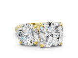 Yellow gold Round and Cushion Toi Moi Ring with Prong Setting and Micro Pave Band_17