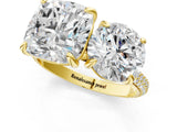 Yellow gold Round and Cushion Toi Moi Ring with Prong Setting and Micro Pave Band_18