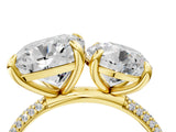 Yellow gold Round and Cushion Toi Moi Ring with Prong Setting and Micro Pave Band_21