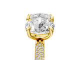 Yellow gold Round and Cushion Toi Moi Ring with Prong Setting and Micro Pave Band_22