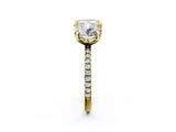Yellow gold Round and Cushion Toi Moi Ring with Prong Setting and Pave Band 2