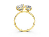 Yellow gold Round and Cushion Toi Moi Ring with Prong Setting and Pave Band 3