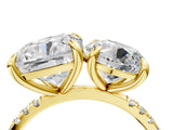 Yellow gold Round and Cushion Toi Moi Ring with Prong Setting and Pave Band 4