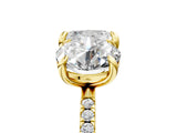 Yellow gold Round and Cushion Toi Moi Ring with Prong Setting and Pave Band 5