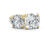 Yellow gold Round and Cushion Toi Moi Ring with Prong Setting and Pave Band