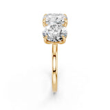 Yellow gold Round and Cushion Toi Moi Ring with Prong Setting and Plain Band 2