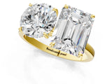 Yellow gold Round and Emerald Cut Toi Moi Ring with Prong Setting_84
