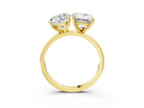 Yellow gold Round and Emerald Cut Toi Moi Ring with Prong Setting_86