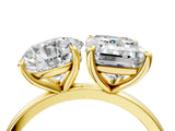 Yellow gold Round and Emerald Cut Toi Moi Ring with Prong Setting_87