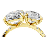 Yellow gold Round and Emerald Toi Moi Ring with Prong Setting and Micro Pave Band 4
