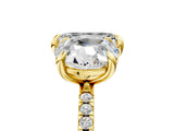 Yellow gold Round and Emerald Toi Moi Ring with Prong Setting and Micro Pave Band 5
