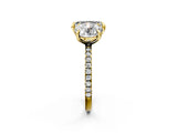 Yellow gold Round and Emerald Toi Moi Ring with Prong Setting and Pave Band 2