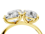 Yellow gold Round and Emerald Toi Moi Ring with Prong Setting and Plain Band 4