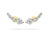 Yellow gold Round and Heart Diamond Petite Ear Climber Earrings