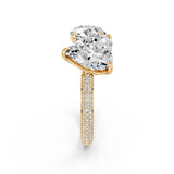 Yellow gold Round and Heart Toi Moi Ring with Prong Setting and Micro Pave Band 2
