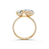 Yellow gold Round and Heart Toi Moi Ring with Prong Setting and Micro Pave Band 3