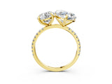 Yellow gold Round and Heart Toi Moi Ring with Prong Setting and Pave Band 3