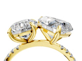 Yellow gold Round and Heart Toi Moi Ring with Prong Setting and Pave Band 4