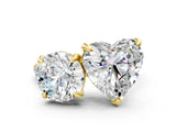 Yellow gold Round and Heart Toi Moi Ring with Prong Setting and Pave Band