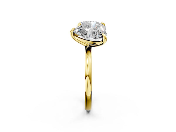 Yellow gold Round and Heart Toi Moi Ring with Prong Setting and Plain Band