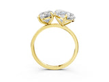 Yellow gold Round and Heart Toi Moi Ring with Prong Setting and Plain Band 3