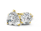 Yellow gold Round and Heart Toi Moi Ring with Prong Setting and Plain Band