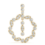 Yellow gold Round and Marquise Cut Diamond Milgrain Halo Pendant 1