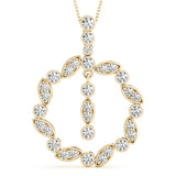 Yellow gold Round and Marquise Cut Diamond Milgrain Halo Pendant