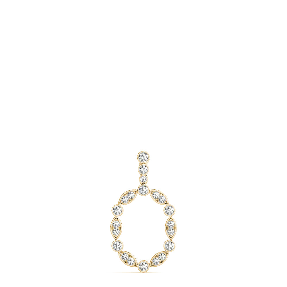 Yellow gold Round and Marquise Diamond Bezel Set Pendant 1