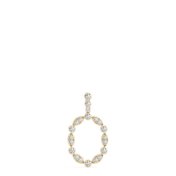 Yellow gold Round and Marquise Diamond Bezel Set Pendant