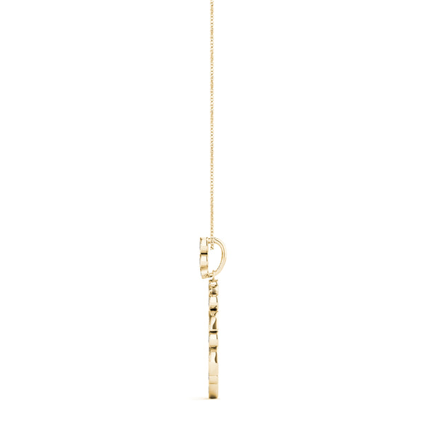 Yellow gold Round and Marquise Diamond Circle Pendant with Bezel and Prong Setting