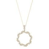 Yellow gold Round and Marquise Diamond Circle Pendant with Bezel and Prong Setting