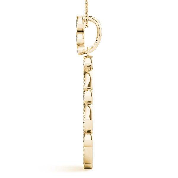 Yellow gold Round and Marquise Diamond Milgrain Halo Pendant