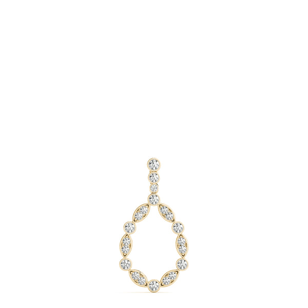 Yellow gold Round and Marquise Diamond Milgrain Prong Pendant