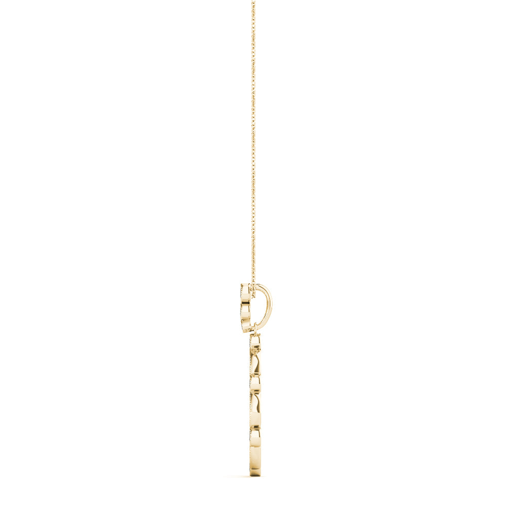 Yellow gold Round and Marquise Diamond Milgrain Prong Pendant 2