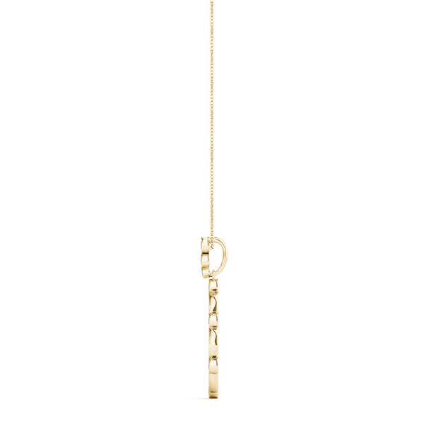 Yellow gold Round and Marquise Diamond Milgrain Prong Pendant