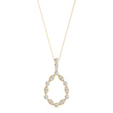 Yellow gold Round and Marquise Diamond Milgrain Prong Pendant