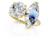 Yellow gold Round and Marquise Toi Moi Ring with Prong Setting and Micro Pave Band 1