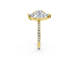 Yellow gold Round and Marquise Toi Moi Ring with Prong Setting and Micro Pave Band 2