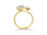 Yellow gold Round and Marquise Toi Moi Ring with Prong Setting and Micro Pave Band 3