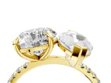 Yellow gold Round and Marquise Toi Moi Ring with Prong Setting and Micro Pave Band 4