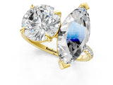 Yellow gold Round and Marquise Toi Moi Ring with Prong Setting and Pave Band_58