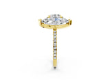 Yellow gold Round and Marquise Toi Moi Ring with Prong Setting and Pave Band_59