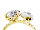 Yellow gold Round and Marquise Toi Moi Ring with Prong Setting and Pave Band_61
