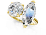 Yellow gold Round and Marquise Toi Moi Ring with Prong Setting and Plain Band 1