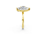 Yellow gold Round and Marquise Toi Moi Ring with Prong Setting and Plain Band 2