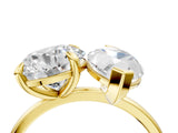 Yellow gold Round and Marquise Toi Moi Ring with Prong Setting and Plain Band 4