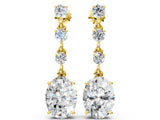 Yellow gold Round and Oval Diamond Drop Earrings
